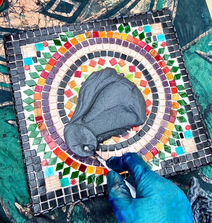 how to transform your outdoor patio with mindful mandala art piece, Grouting
