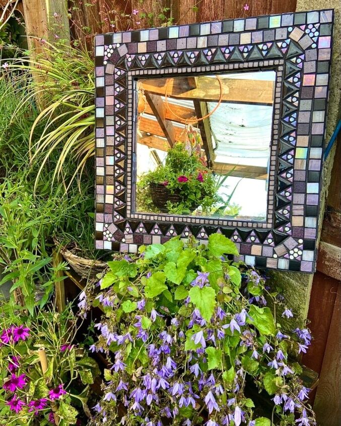 how to transform old mirror frame into magic must have, Mosaic mirror makeover