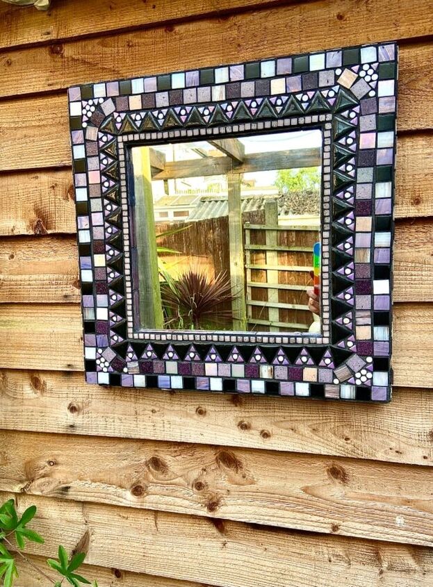 how to transform old mirror frame into magic must have, Mosaic mirror makeover