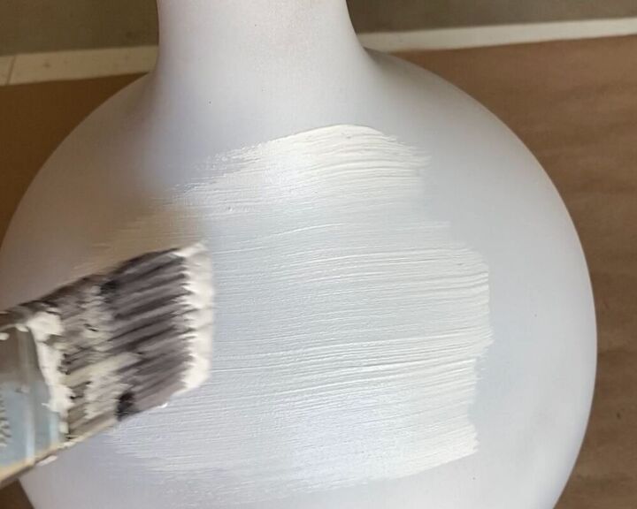 thrift store lamp turned aged vase
