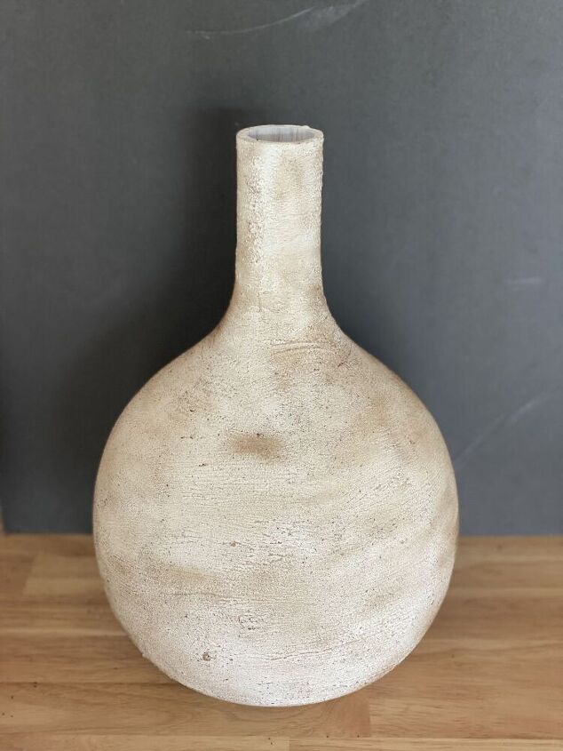 thrift store lamp turned aged vase
