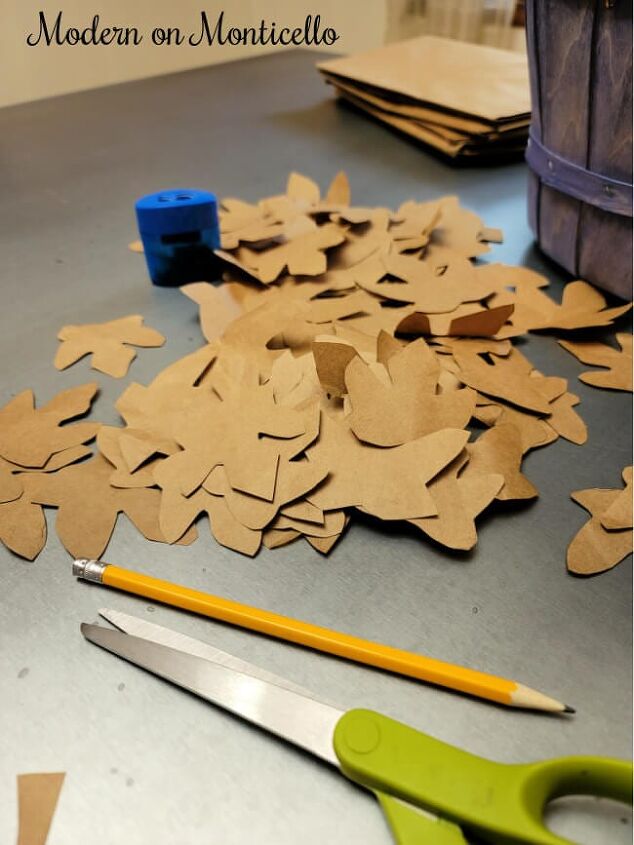 guirnalda fcil de hojas de bolsas de papel para el otoo