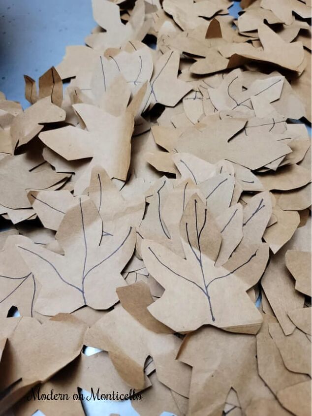 guirnalda fcil de hojas de bolsas de papel para el otoo