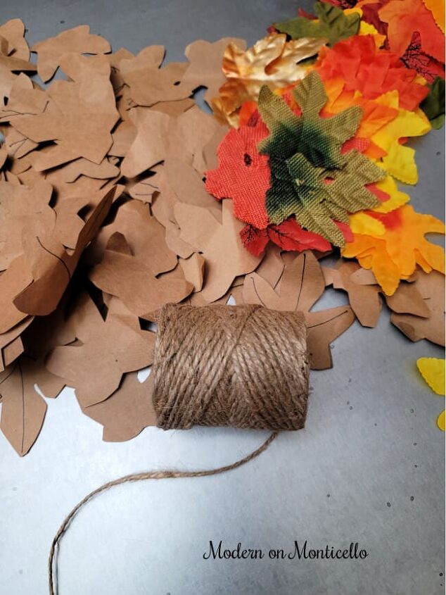 guirlanda de folhas de saco de papel fcil para o outono
