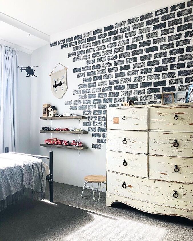 faux brick feature wall