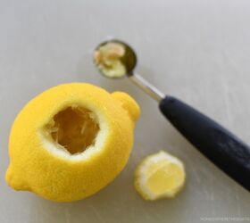 Scoop the center out of a lemon to get fresh & fabulous summer decor