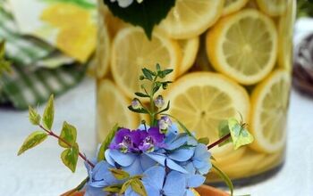 Arreglo floral en jarrón de limón DIY