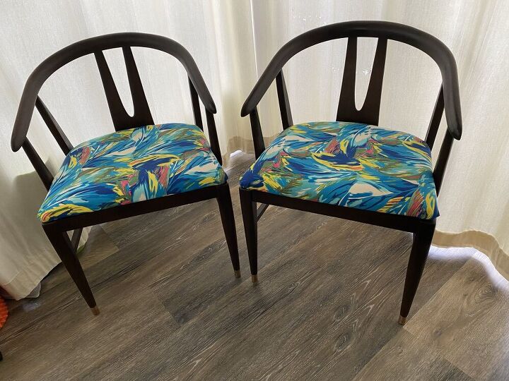 how to upcycle dining room chairs into fun accent chairs