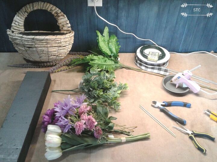 cmo hacer una cesta decorativa como alternativa a una corona de flores, Suministros utilizados