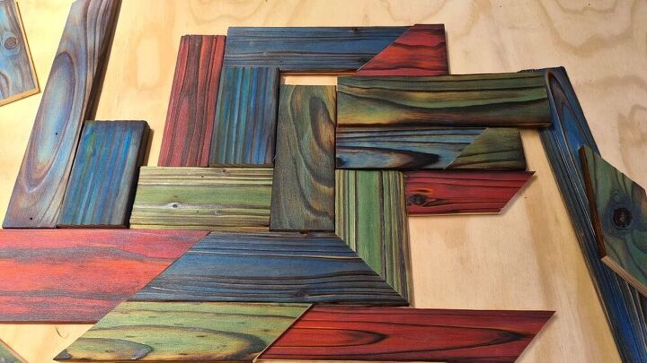 multi coloured wood wall hanging