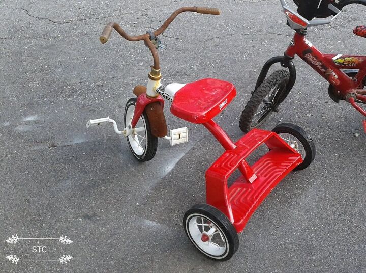 how i recycled tricycles into charming yard decor, Tricycle 1