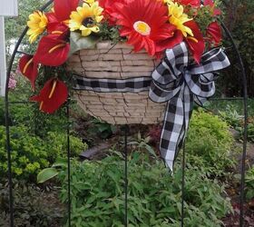 how i recycled tricycles into charming yard decor, Flower Basket