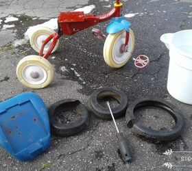 how i recycled tricycles into charming yard decor, Dismantle and Clean