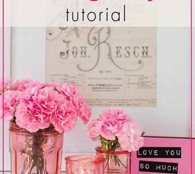 how to make colored glass jars, Pink flowers in diy tinted glass jars