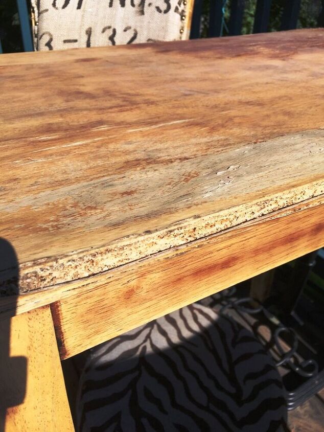 replacing a particleboard table top with a wood one, Weathered top