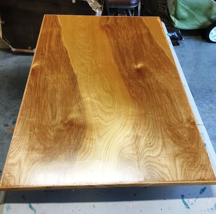 replacing a particleboard table top with a wood one, Top side with 3 coats of sealer