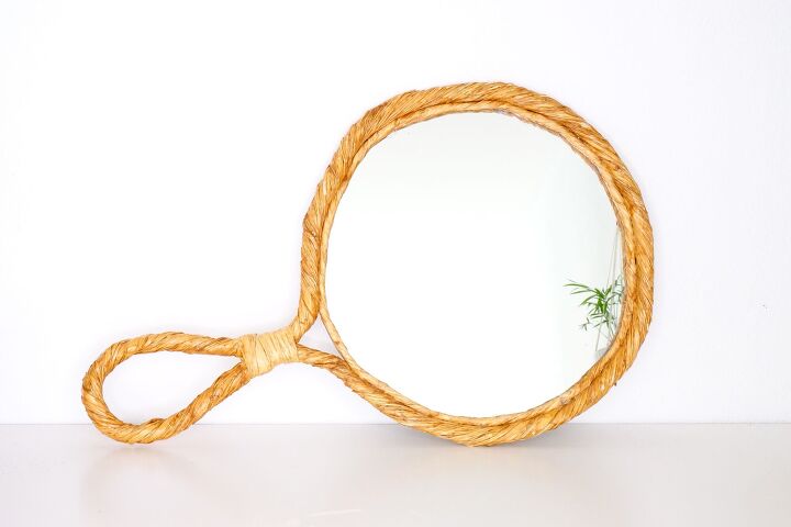 s 13 crazy cool ways people are upgrading their boring mirrors, Twist natural raffia around it