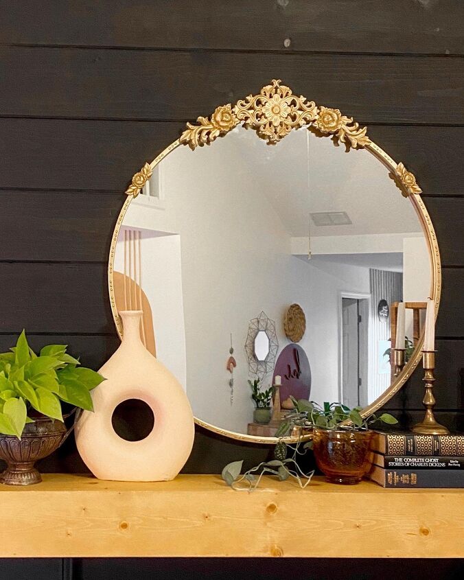 s 13 crazy cool ways people are upgrading their boring mirrors, Apply beautiful appliques to it
