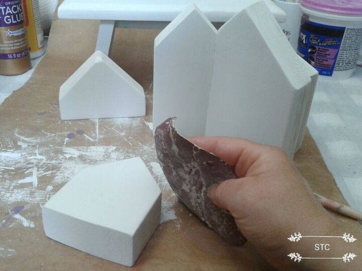miniature block houses, Sanding Paint Finish