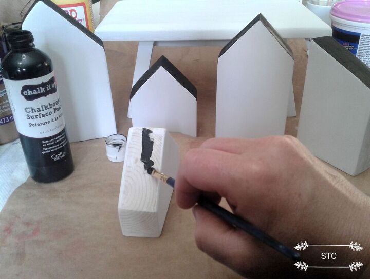 casas de madeira em miniatura para decorao de casa, pintando o teto