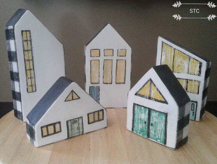 casas de madera en miniatura para la decoracin del hogar, Vista nocturna de mini casas