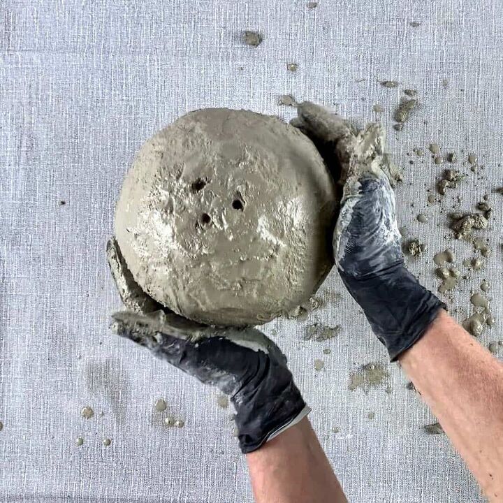 textured cement balloon bowl planter