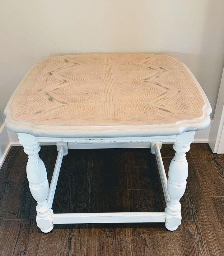 end table makeover with milk paint and stain