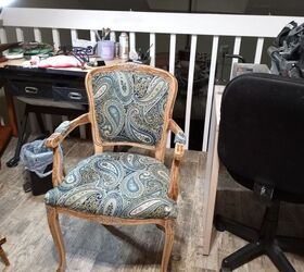 chair rescue from disfigured trash to focal piece