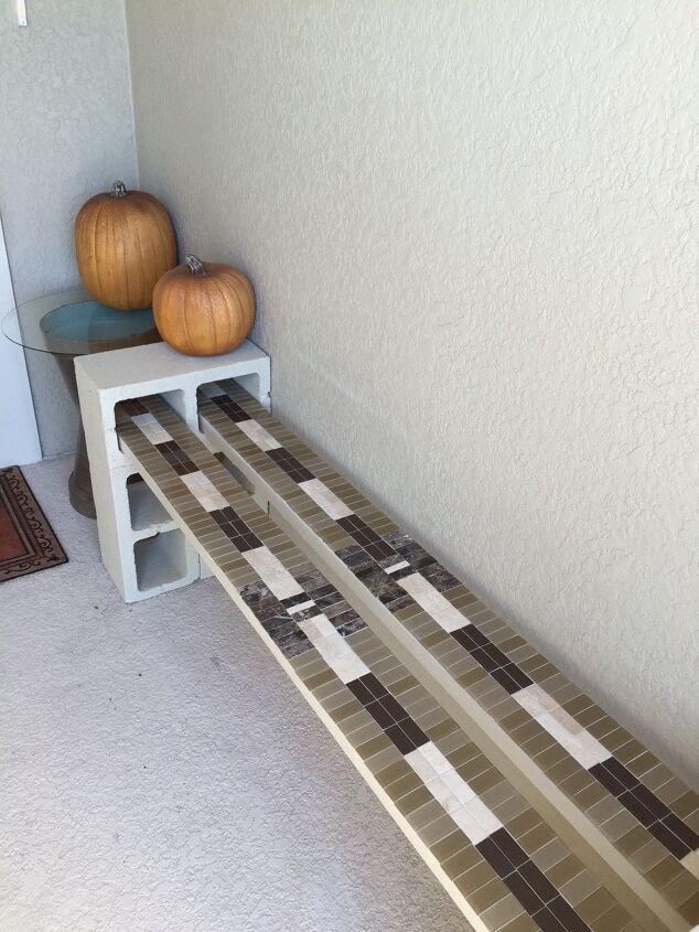 s 20 budget friendly outdoor furniture ideas, This tiled cinder block bench