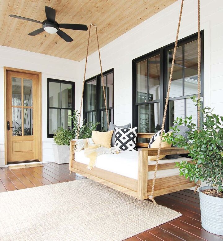 s 20 budget friendly outdoor furniture ideas, A comfy porch swing bed