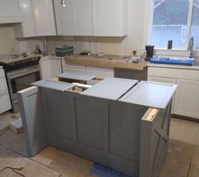 DIY Gorgeous Kitchen Island From Unfinished Cabinet Butcher Block Top Hometalk