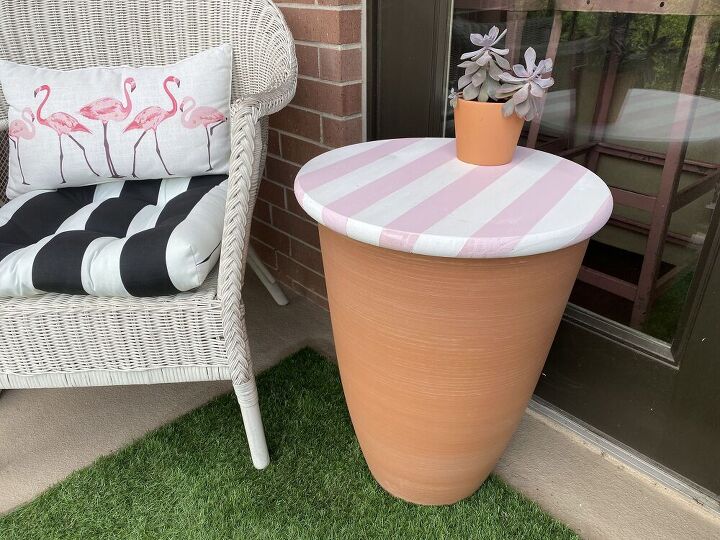 s 18 amazing terracotta pot ideas most people have never thought of, Patio Storage Table