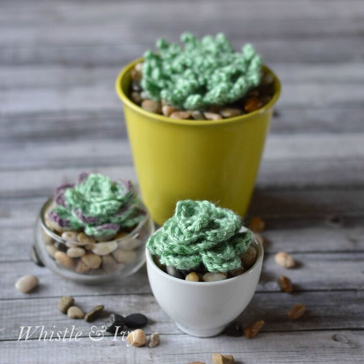 s 18 green decor ideas for people with a black thumb, These adorable crocheted succulents