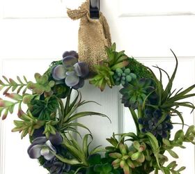 s 18 green decor ideas for people with a black thumb, A stunning faux succulent and moss wreath