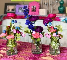 s 18 green decor ideas for people with a black thumb, These bright Mason jar flower arrangements