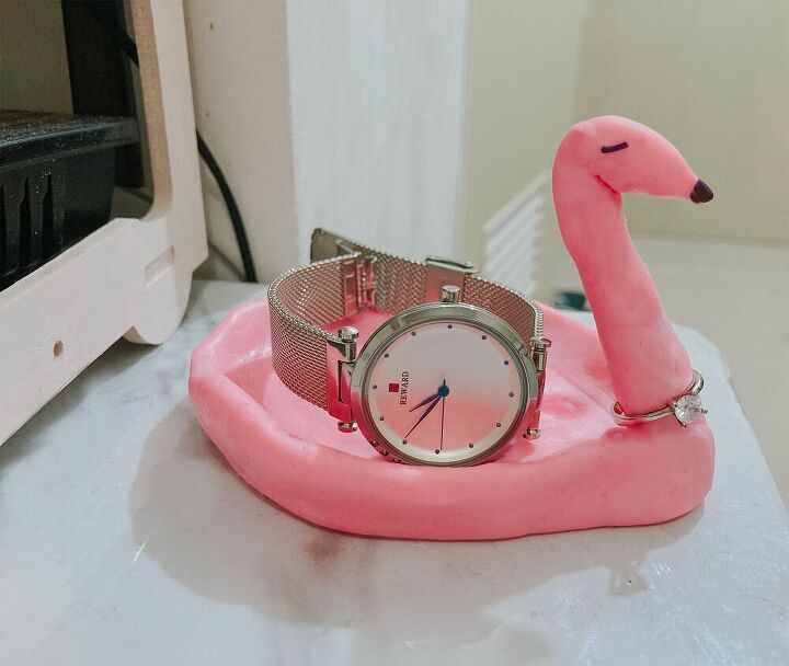 organizador de joyas de arcilla airdry flamingo