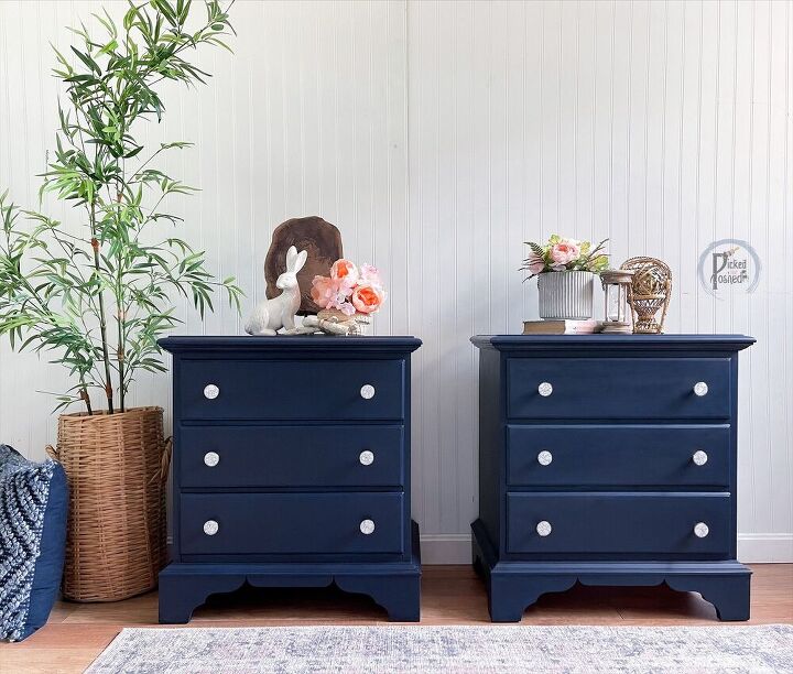 modern navy blue nightstands makeover