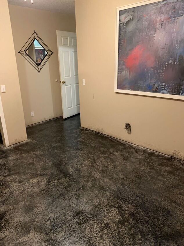 laminate flooring update using water based concrete stain