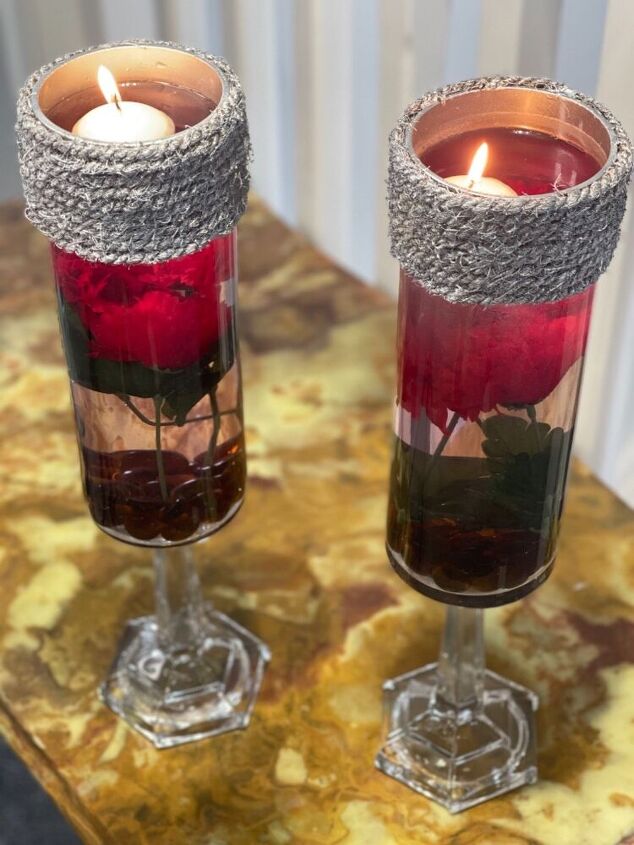 upcycled floating candles vase