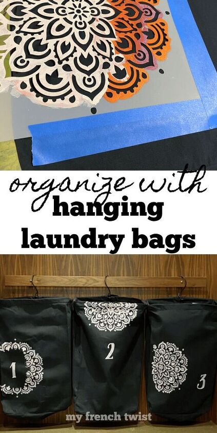 organize com sacos de roupa pendurados