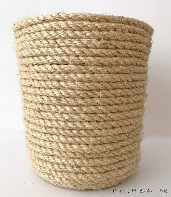 cesta con motivo de cuerda enrollada diy