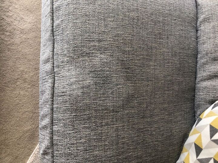 q how do i remove a water stain from a grey fabric sofa