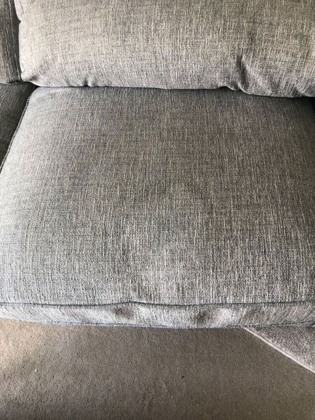 q how do i remove a water stain from a grey fabric sofa