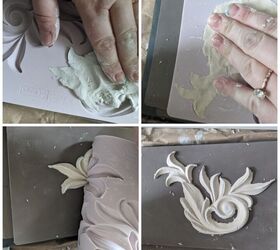 adding details to a mirror using silicone molds and air dry clay