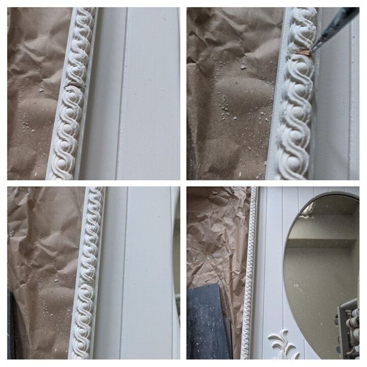 adding details to a mirror using silicone molds and air dry clay