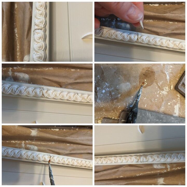 adding details to a mirror using silicone molds and air dry clay