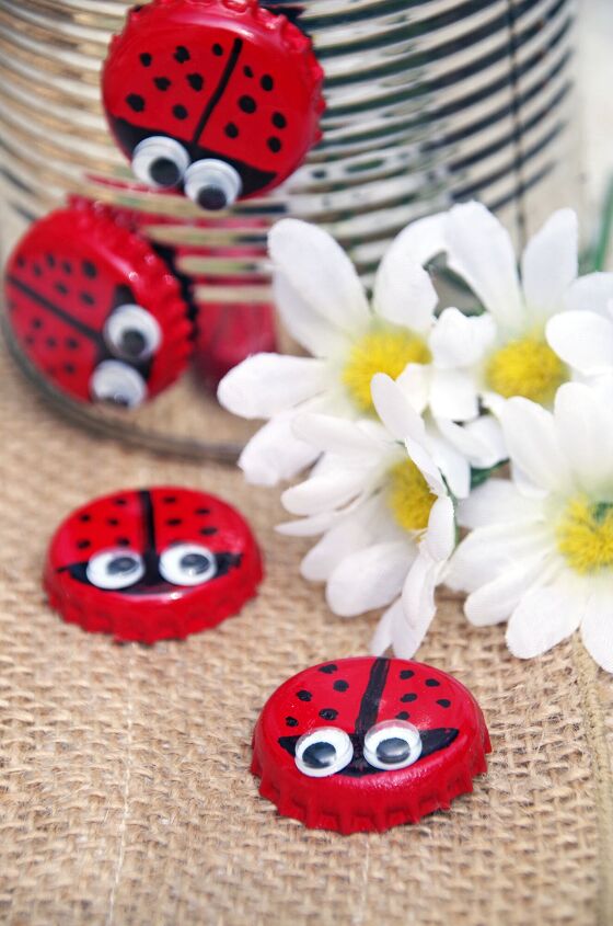 s 17 fun family projects to enjoy before summer ends, These adorable ladybug bottle cap magnets