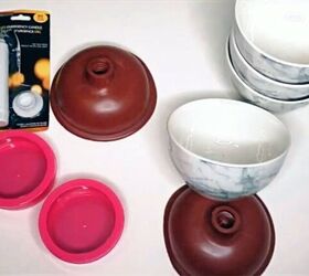 Glue dollar store bowls to plungers to copy this designer decor idea