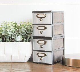 s 18 dollar tree hacks too cute not to try, Turn mini drawers into industrial farmhouse storage