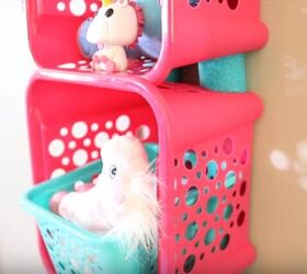 s 18 dollar tree hacks too cute not to try, Stack square baskets for additional storage space